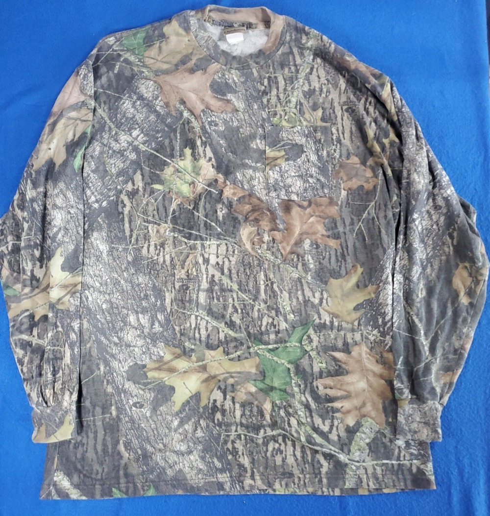 Vtg Jerzees Outdoors Mossy Oak BreakUp Camo Shirt XL Long Sleeve Hunting 90s